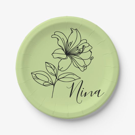 Personalisierter Juni Honeysuckle Birth Blume Gesc Pappteller (Vorderseite)