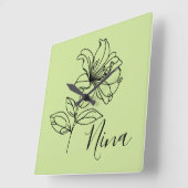 Personalisierter Juni Honeysuckle Birth Blume Gesc Quadratische Wanduhr (Winkel)
