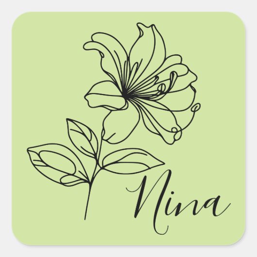 Personalisierter Juni Honeysuckle Birth Blume Gesc Quadratischer Aufkleber (Vorderseite)