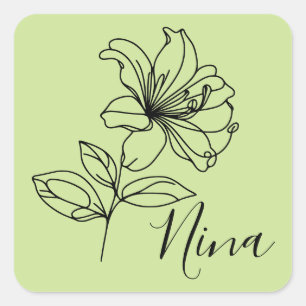 Personalisierter Juni Honeysuckle Birth Blume Gesc Quadratischer Aufkleber
