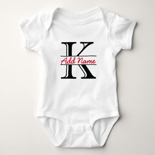 Personalisierter k-Namensbodysuit Baby Strampler (Vorderseite)