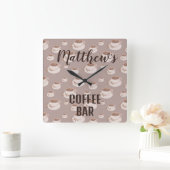 Personalisierter Kaffee-Bar-Bahnhof Quadratische Wanduhr (Zuhause)