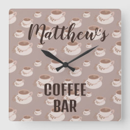Personalisierter Kaffee-Bar-Bahnhof Quadratische Wanduhr