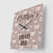 Personalisierter Kaffee-Bar-Bahnhof Quadratische Wanduhr (Winkel)