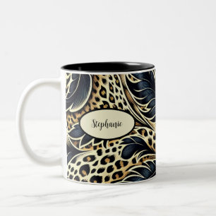Personalisierter Kaffee-Becher mit Leopardenmuster Zweifarbige Tasse