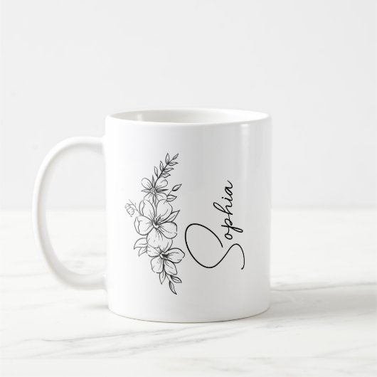 Personalisierter Kaffee-Blume mit Name/e Kaffeetasse (Links)