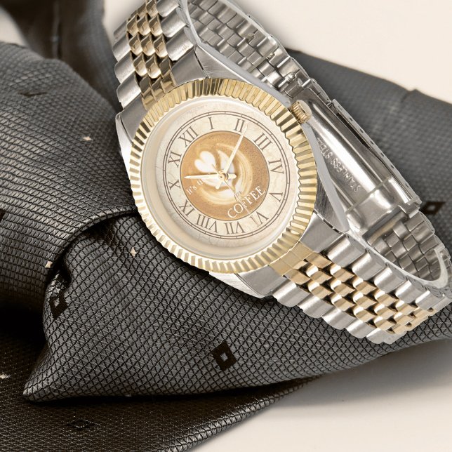 Personalisierter Kaffee Cappuccino Vintag Armbanduhr (Elegant watch featuring a coffee/cappuccino theme in vintage style )