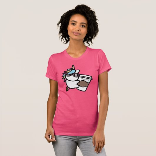 Personalisierter Kaffee & Einhorn T - Shirt (Vorne ganz)