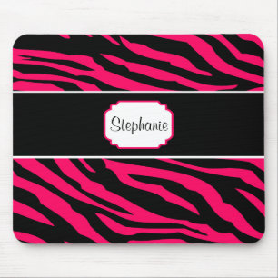 Personalisierter Kaffee in Rosa und Schwarz Zebra Mousepad