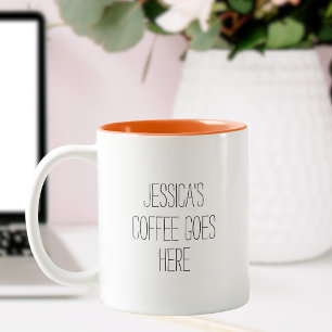 Personalisierter Kaffee kommt hier Zweifarbige Tasse