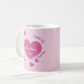 Personalisierter Kaffee-Mug mit rosa Herzen Kaffeetasse (Vorderseite Links)