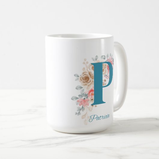 Personalisierter Kaffee Tasse Brief P (VorderseiteRechts)