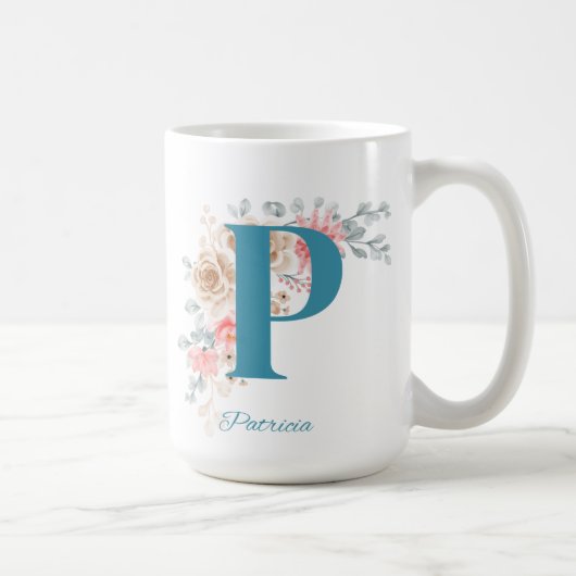 Personalisierter Kaffee Tasse Brief P (Rechts)