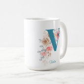 Personalisierter Kaffee Tasse Brief V (VorderseiteRechts)