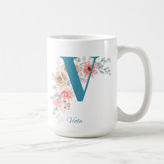 Personalisierter Kaffee Tasse Brief V (Rechts)