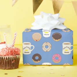 Personalisierter Kaffee und Doughnut Geschenkpapier
