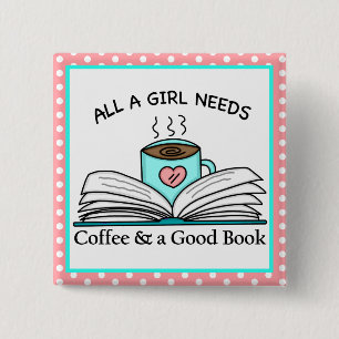 Personalisierter Kaffee und gutes Buch Button
