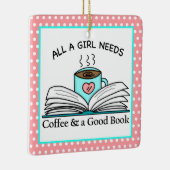 Personalisierter Kaffee und gutes Buch Keramikornament (Rechts)