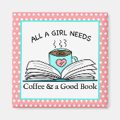 Personalisierter Kaffee und gutes Buch Magnet (Vorne)