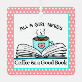 Personalisierter Kaffee und gutes Buch Ornament Aus Metall (Vorderseite)