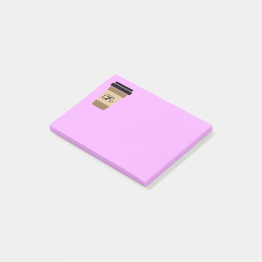 Personalisierter Kaffee unterwegs Post-it Klebezettel (angewinkelt)