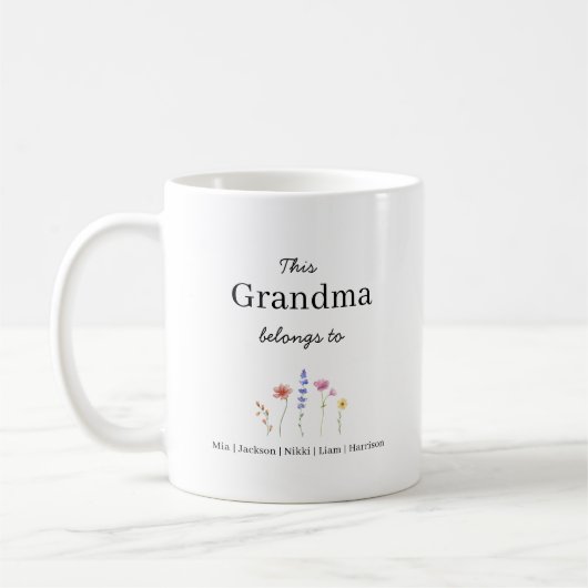 Personalisierter Kaffeebecher für fünf Enkelkinder Kaffeetasse (Links)