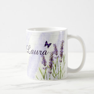 Personalisierter Kaffeebecher Lavendelfeld Kaffeetasse