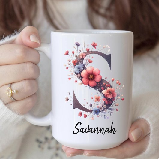 Personalisierter Kaffeebecher mit Geburtsblume für Kaffeetasse