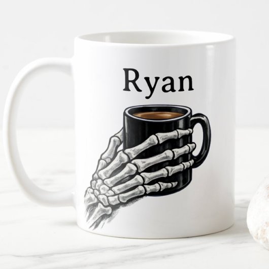 Personalisierter Kaffeebecher mit Skeletthand Gesc Kaffeetasse