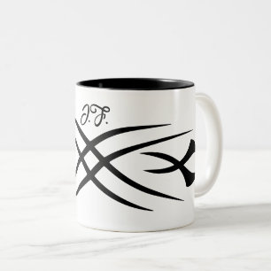 Personalisierter Kaffeebecher mit tribalem Tätowie Zweifarbige Tasse