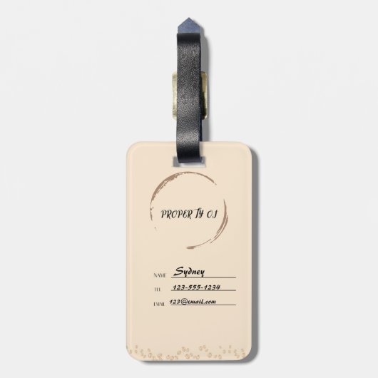 Personalisierter Kaffeepause Gepäckanhänger (Rückseite vertikal)