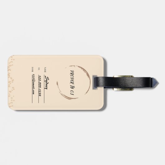 Personalisierter Kaffeepause Gepäckanhänger (Rückseite horizontal)