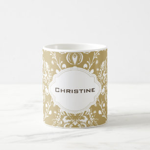 Personalisierter Kakao und Creme Damask Kaffeetasse