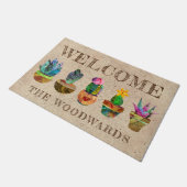 Personalisierter Kakteen Empfang Fußmatte (Schrägansicht)