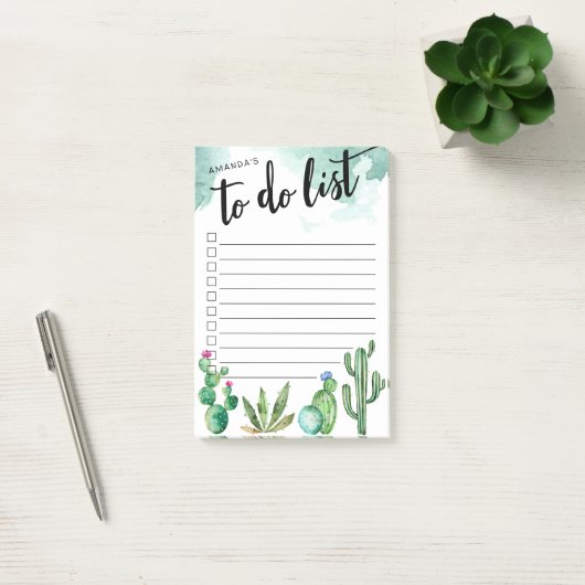 Personalisierter Kaktus-Garten Post-it Klebezettel (Büro)