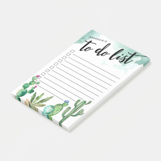 Personalisierter Kaktus-Garten Post-it Klebezettel (angewinkelt)