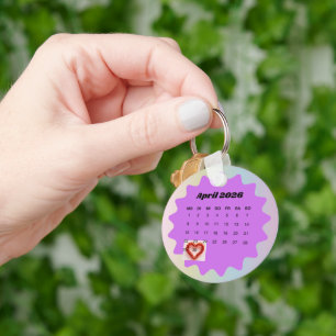Personalisierter Kalender 2026 Save Date Herz Mark Schlüsselanhänger