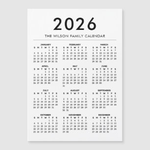 Personalisierter Kalender mit eigenem Namen 2027 Magnetkarte