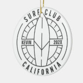 Personalisierter kalifornischer Surfclub Keramik Ornament (Links)