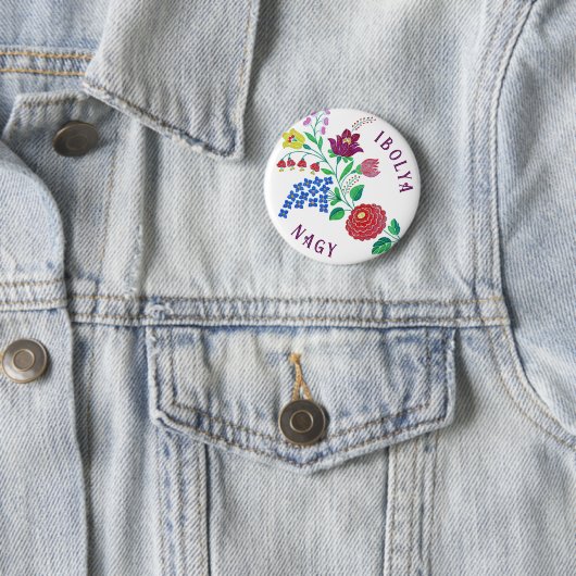 Personalisierter Kalocsai-Blume Button (Beispiel)