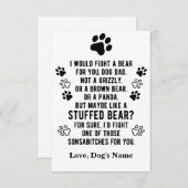 Personalisierter Kampf um einen Bär für Ihren Hund Dankeskarte (Vorne/Hinten)