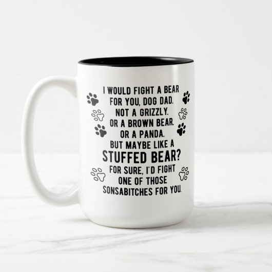 Personalisierter Kampf um einen Bär für Ihren Hund Zweifarbige Tasse (Links)