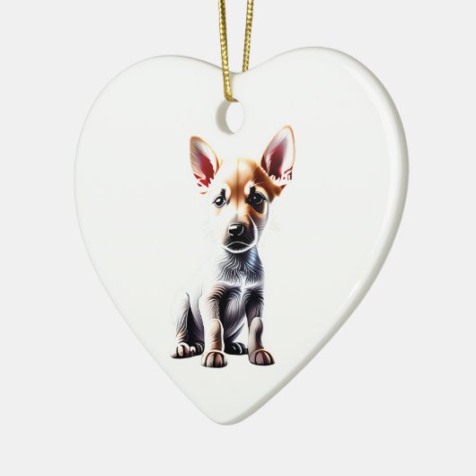 Personalisierter Kanaan-Hund-Welpe Keramik Ornament (Links)