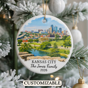 Personalisierter Kansas City Weihnachtsschmuck, Be Keramik Ornament