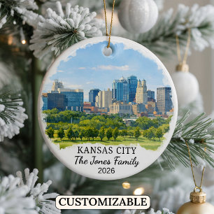 Personalisierter Kansas City Weihnachtsschmuck, Be Keramik Ornament