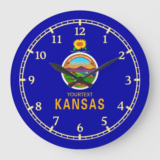 Personalisierter Kansas-Staats-Flaggen-Entwurf an Große Wanduhr (Vorderseite)
