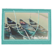 Personalisierter Kanu-Geburtstag in jedem Alter Große Geschenktüte (Rückseite)