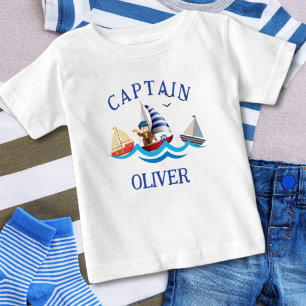 Personalisierter Kapitän eines nautischen Bootes Baby T-shirt