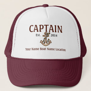 Personalisierter Kapitän Hat Year Name Location Truckerkappe