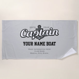 Personalisierter Kapitän Name Boat Year und mehr Strandtuch